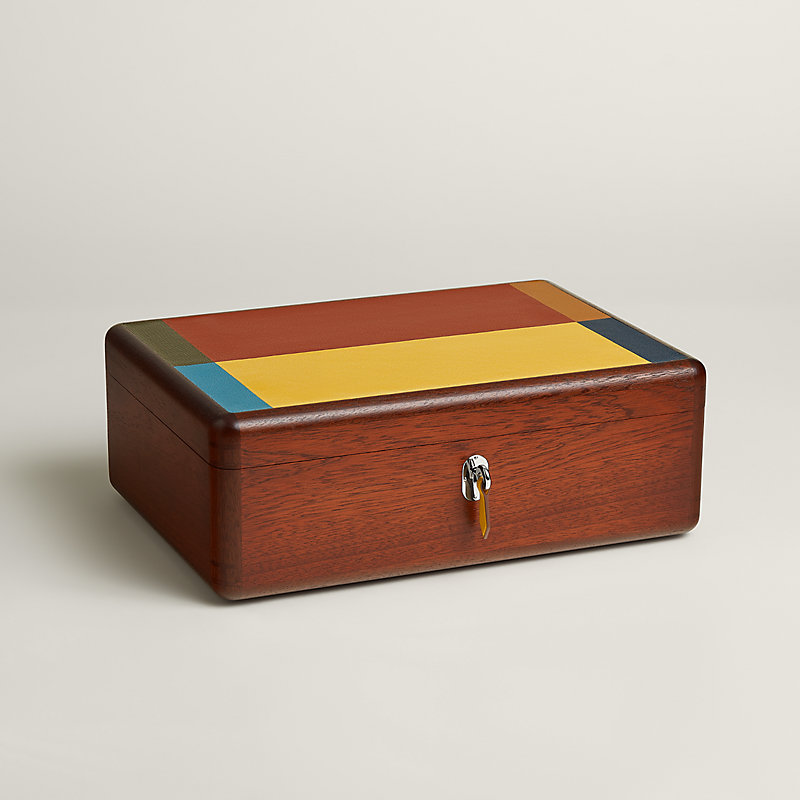 Casaque H Equinoxe watch box - Orange | Hermès Saudi Arabia